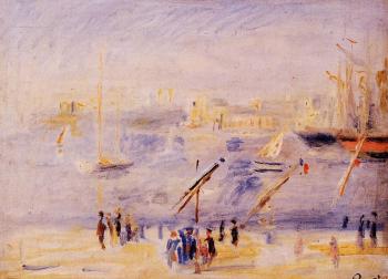 Pierre Auguste Renoir : The Old Port of Marseille, People and Boats